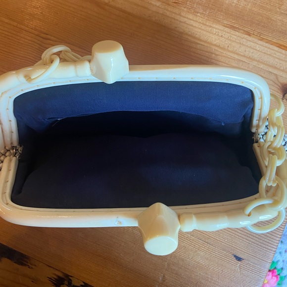 Antique Vintage Whiting & Davis Handbag Purse Ivory Metal Mesh - Picture 3 of 5